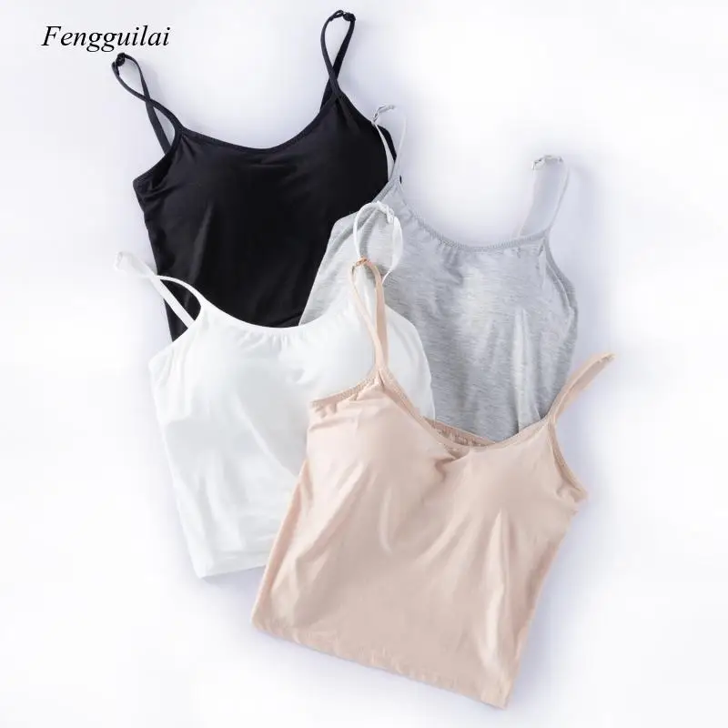 

Women's Bra Without Steel Ring Soft Comfortable Sports Slim Bottoming Shirt with Chest Cushion and Suspender Vest Top