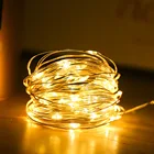 Светодиодная гирлянда на медном проводе с питанием от аккумулятора, Рождественская гирлянда, светящаяся гирлянда для дома, спальни, Нового года, сада, улицы, свадебное украшение