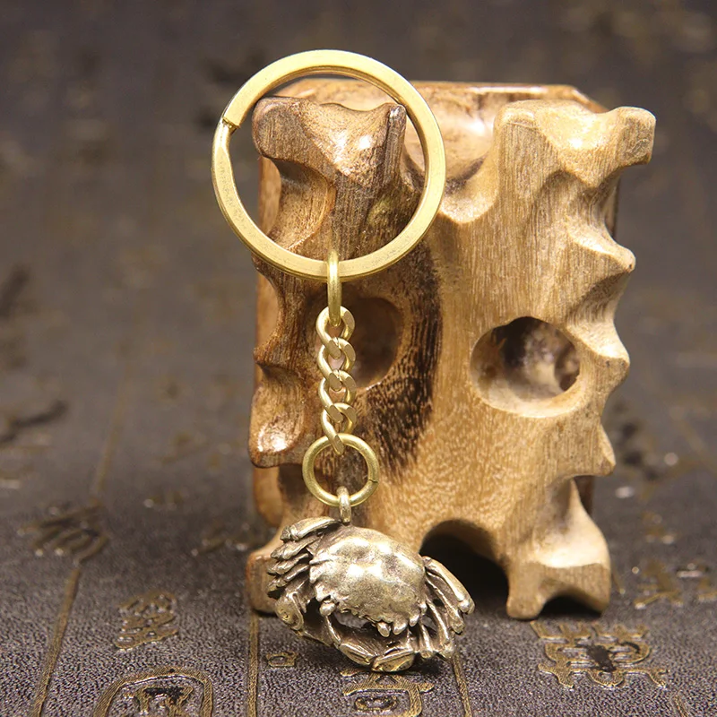 Старинный латунный Мини Краб Брелоки-статуэтки шнурки кулон ювелирные изделия