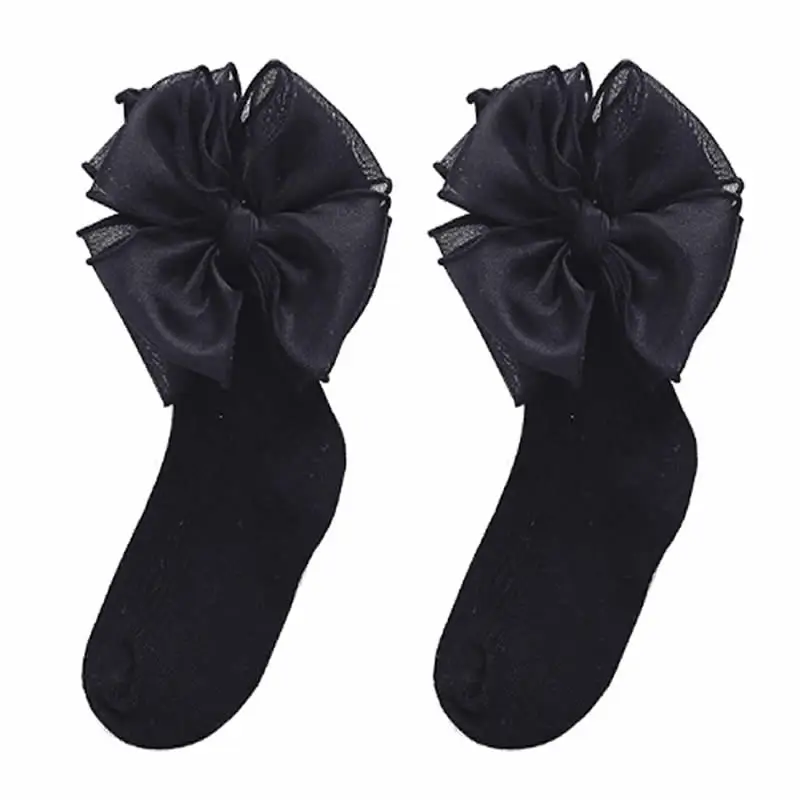 Носки детские хлопковые черные с бантом | Детская одежда и обувь