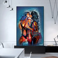 reliabli art girl kiss pictures abstract oil painting on canvas portrait posters and prints wall art for living room decoration