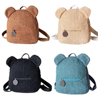 children backpack for girls plush fleece cartoon bear ear kids bag out travel school backpacks autumn winter cute bags