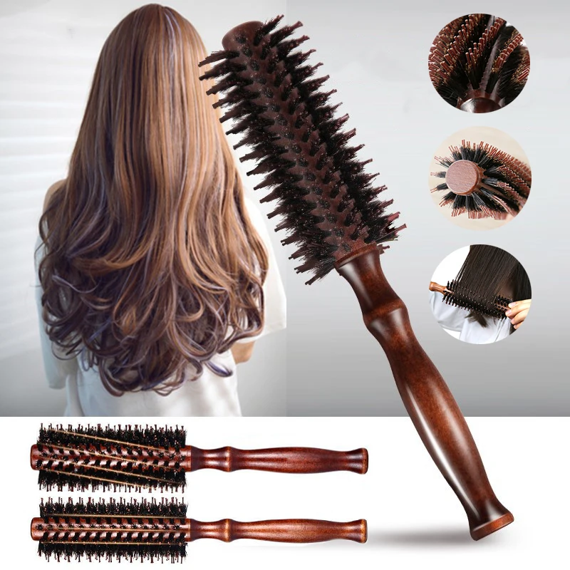 

Hair Roll Comb Soft Boar Bristle Wood Beard Curve Palm Wave Brush Massage Curly Hair Comb Blow Styling 360 Wave Brush For Women