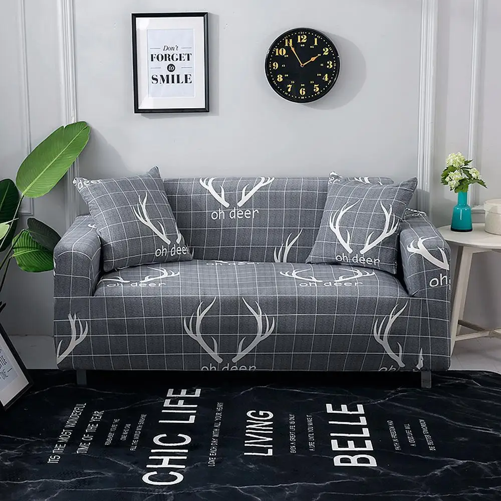 

JU 1-4 Seaters Stretch Slipcovers Sectional Elastic Stretch Print Sofa Cover for Living Room Cover L Shape Armchair Cover