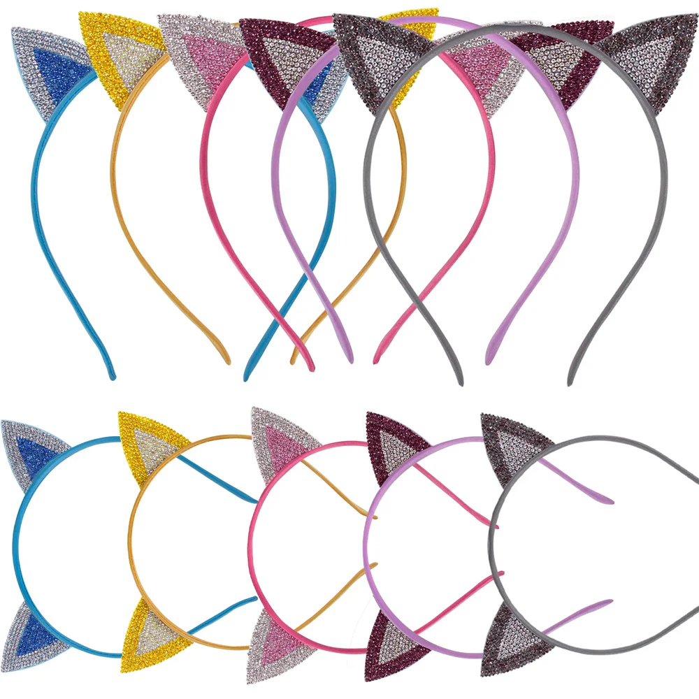 

Candygirl 5Pcs Cat Ears Hairbands For Kids Fashion Cartoon Headbands For Girls Shiny Diamond Hair Bands Party Hair Accessories