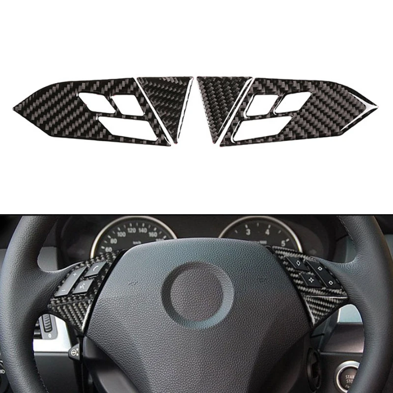 

Car Styling Real Carbon Fiber Interior Steering Wheel Panel Switch Button Frame Cover Trim For BMW 5 Series E60 E61 04-10