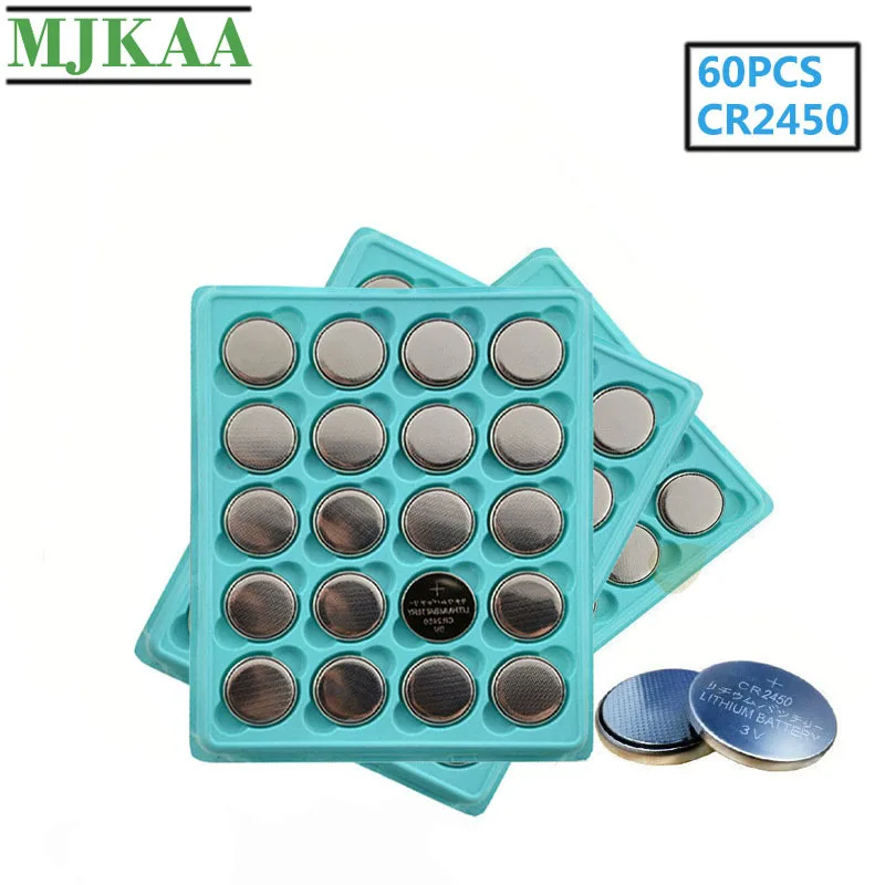 MJKAA 60 шт. CR2450 кнопочные Аккумуляторы для часов электронная игрушка пульт