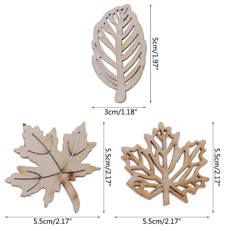 

10pcs Cut Wood Embellishment Wooden Leaves Shape Craft Wedding Decor
