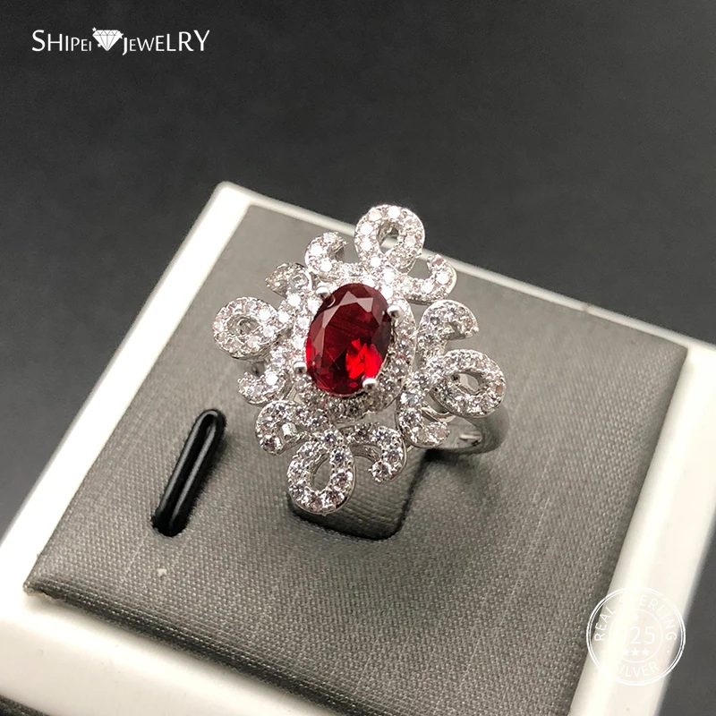 

Shipei Luxury 100% 925 Sterling Silver Yellow Pink Sapphire Ruby Emerald Engagement Wedding Ring for Women Anniversary Gift
