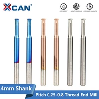 xcan milling bit single flute thread end mill p0 25 p0 8 hrc 506065 metal threading milling tool carbide cnc mill