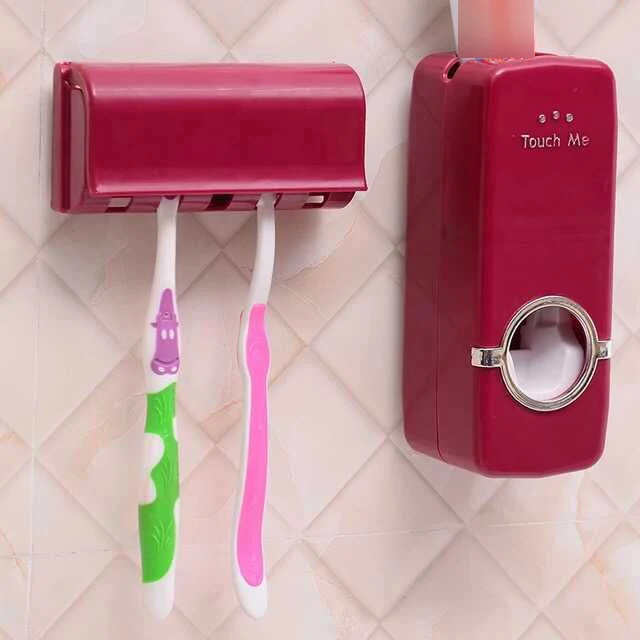 

Bathroom Accessories Set Toothbrush Holder Automatic Toothpaste Dispenser Holder Toothbrush Wall Mount Rack Bathroom Tools Set