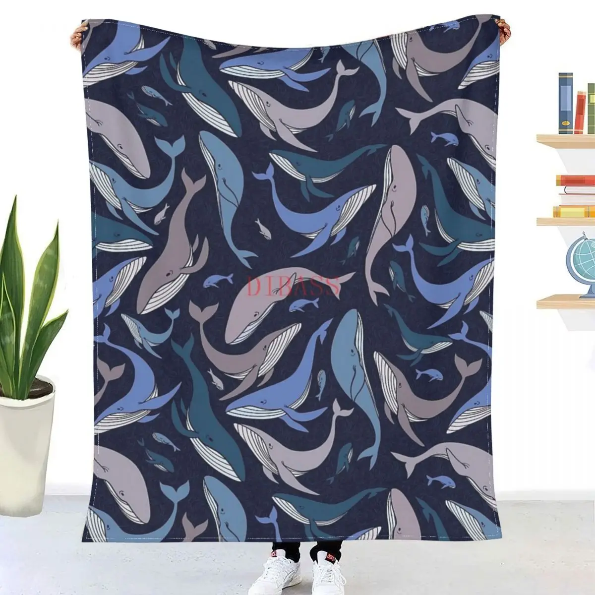 

School Of Whales 3D Printed Flannel Throw Blanket，Super Warm Quilt Throw Blankets for Bedding Travel Bedding