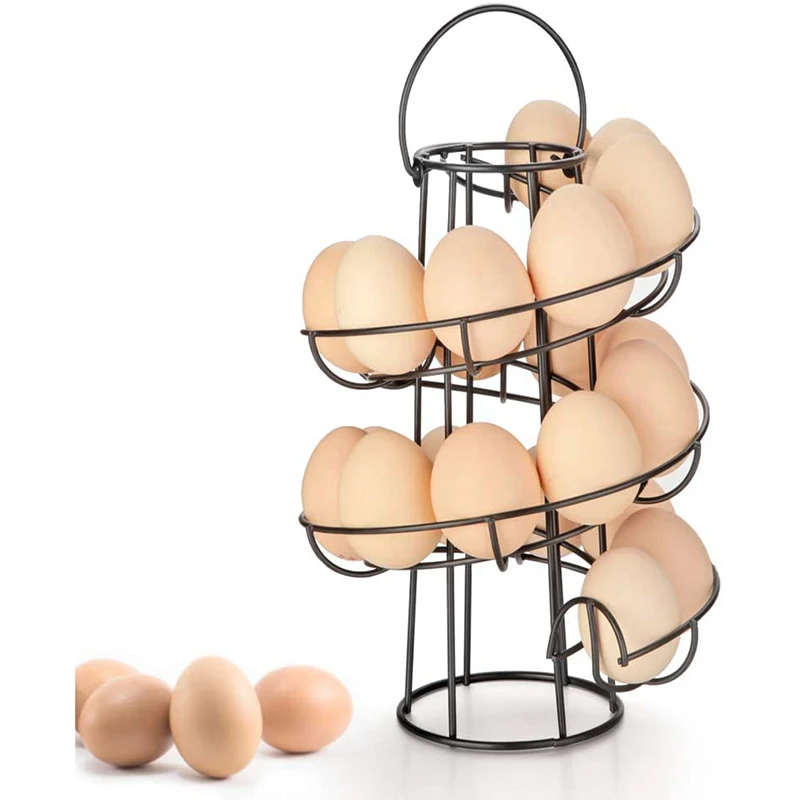 

Kitchen Creative Egg Rack Spiral Egg Basket Egg Skelter Multi-functional Deluxe Spiraling Dispenser Rack Basket Storage Space