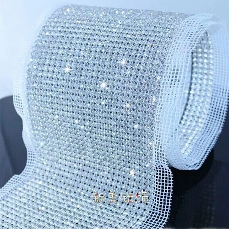 5 Yards/Roll,24 Rows 5Mm Rhinestone Mesh Clear Crystal Diamond Trimming Chain Diy Sewing High-End Lace Dress Wallet Shoes Sheet