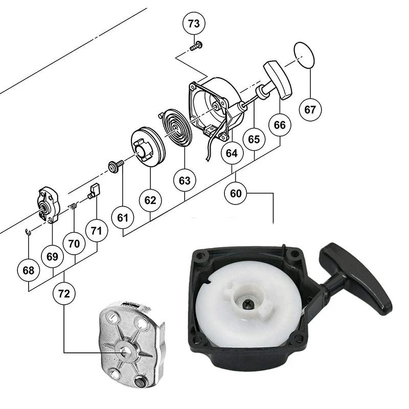 

HOT Recoil Pull Starter with Claw Pawl Cog for 33Cc 43Cc 47Cc 49Cc 50Cc Pocket Dirt Bike Scooter Chopper ATV