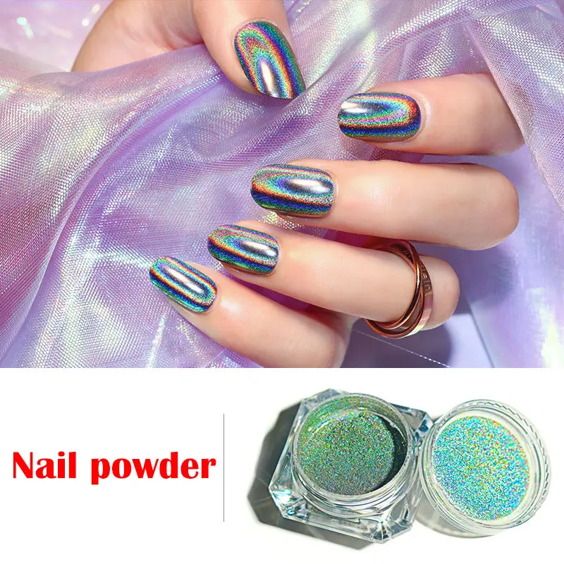 

Rainbow Color Nail Glitter Powder Holographic Pigment Glitter Manicure Nail Art Decoration SSwell