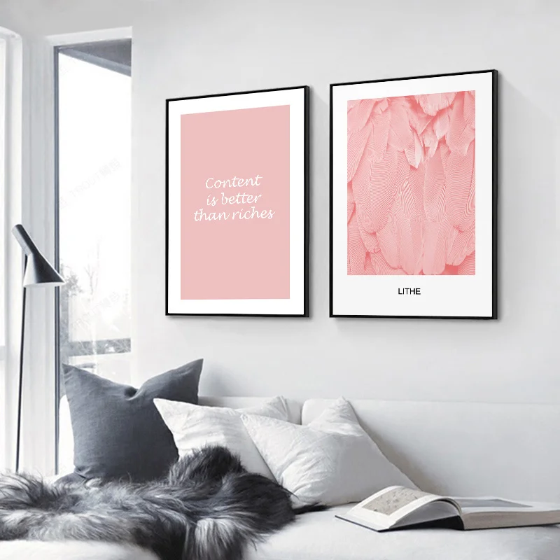 Скандинавские цитаты плакаты Хризантема холст художественные принты Розовый