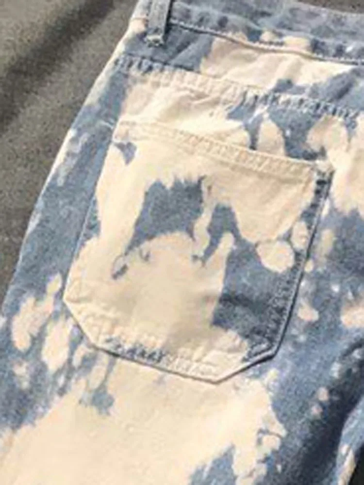 Fashion Mens Loose Straight Jeans Men Denim Pant Tie Dye Blue Casual Long Trouser High Waist Hip Hop Relaxed Jean Wide Leg Pants