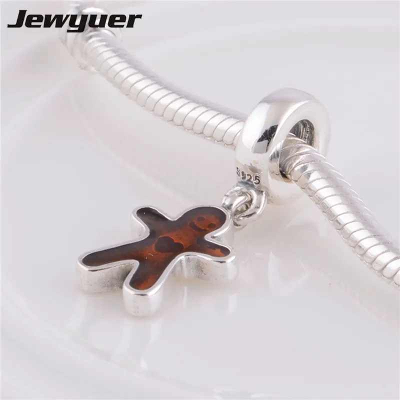 Имбирный пряник подвеска в виде человечка серебро 100% 925 пробы подходит для