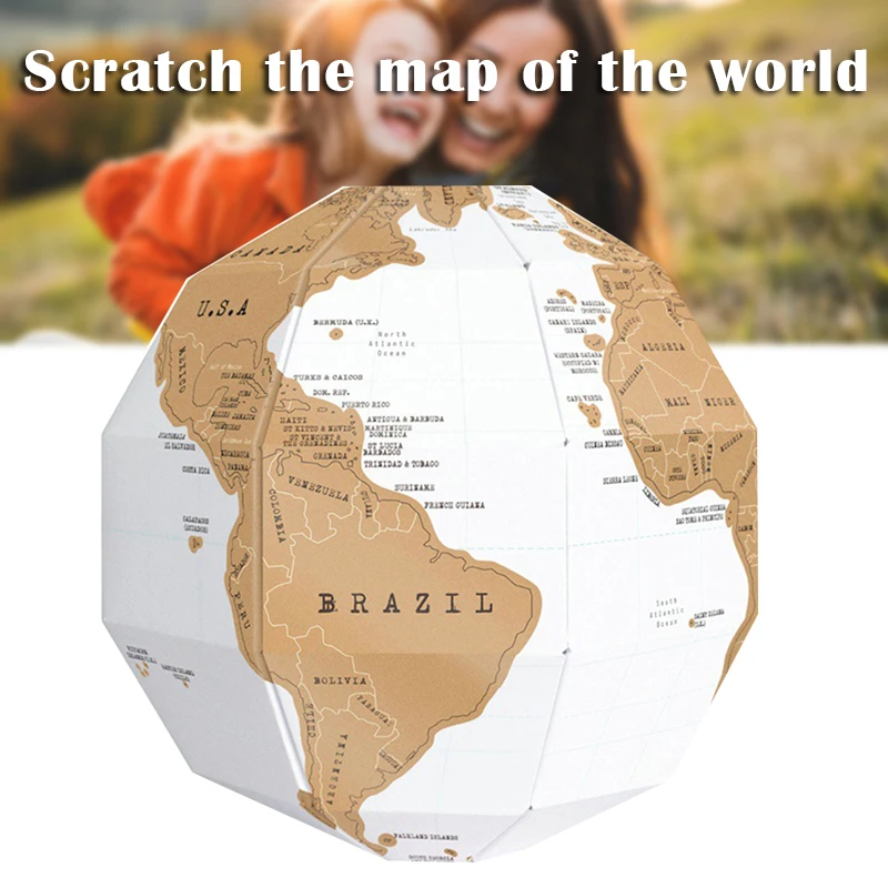 

Scraping Globe Model Magical World Map Foldable DIY 3D Paper Map Colorful Room Home Decor Marking Gifts for Traveler S7