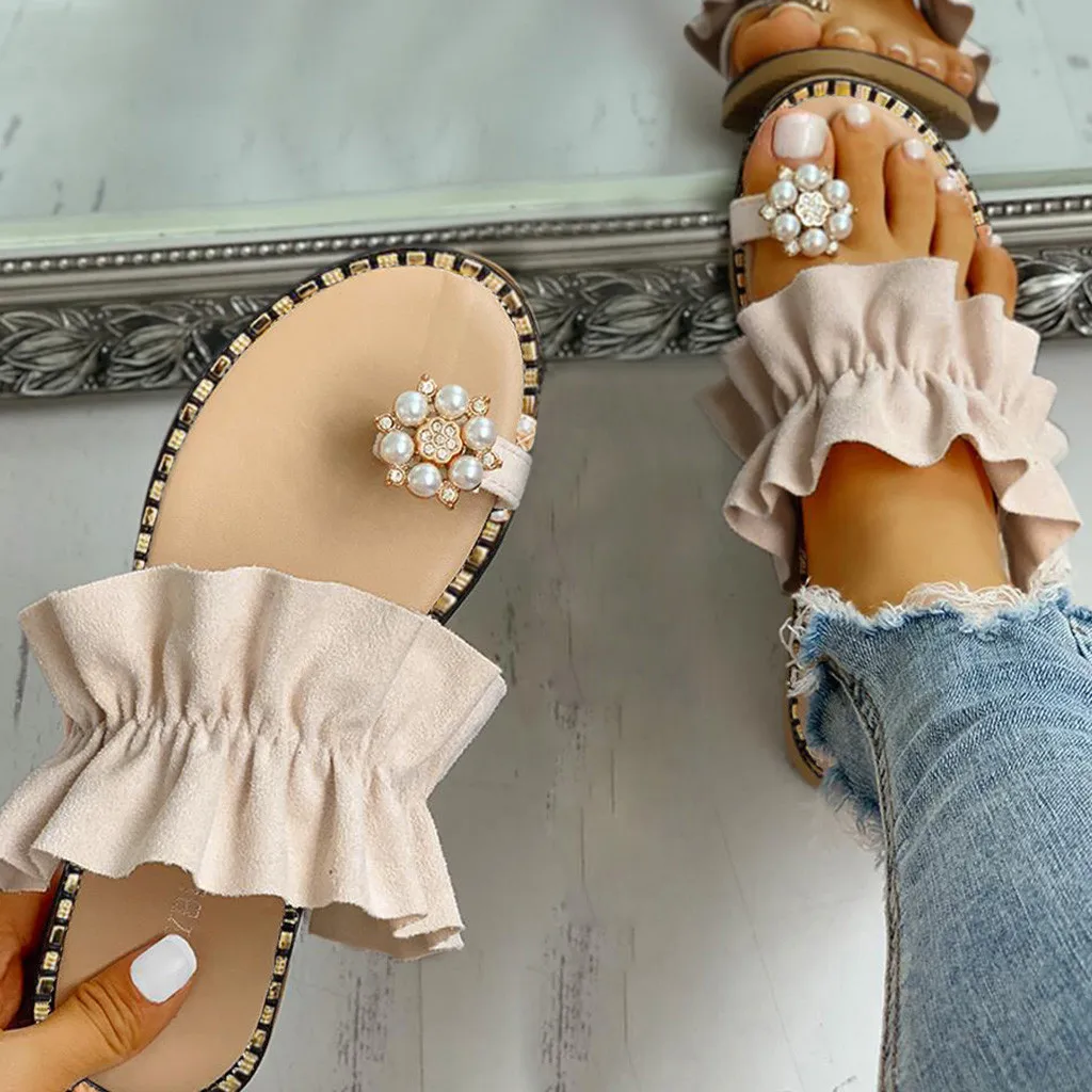 Женские отделан &quotжемчугом&quot Обувь на плоской подошве в богемном стиле Стиль