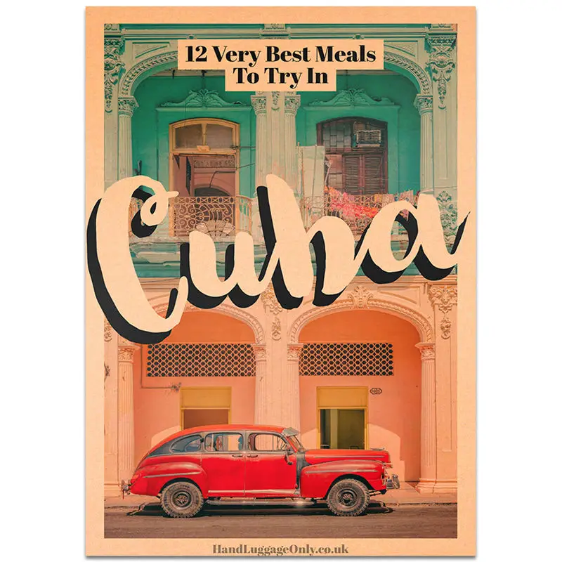 NCITY172 Cuba Пейзаж Плакат ручная роспись праздник рисунок стены Искусство Наклейка оберточная бумага в винтажном стиле отель гостиная домашний декор 42x30 см - Цвет: NCITY172