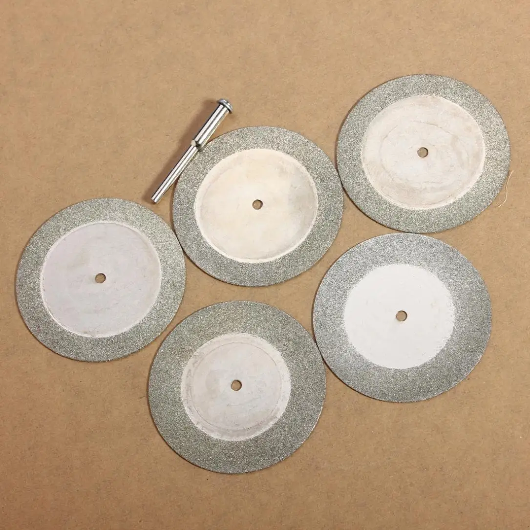 

5pcs 50mm Diamond Cutting Discs & Drill Bit For Rotary Tool Stone Blade Multifunctional Saw Blade Nickel Plated Steel