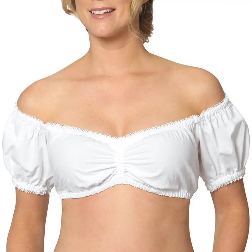 

[ German Size ] Kojooin Women Bavarian Oktoberfest Shirts Tube Top Barmaid Dirndl Blouse Tops [ Clearance Sale ]