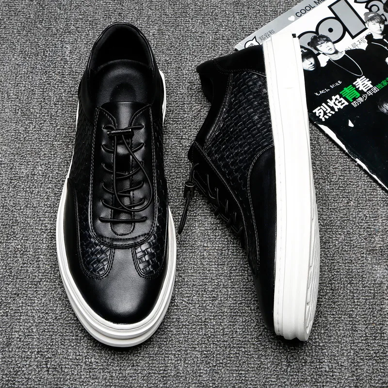 

Casual shoes new men's white leather trend breathable high to help men's shoes Korean version of the outdoor white men'sshoes162