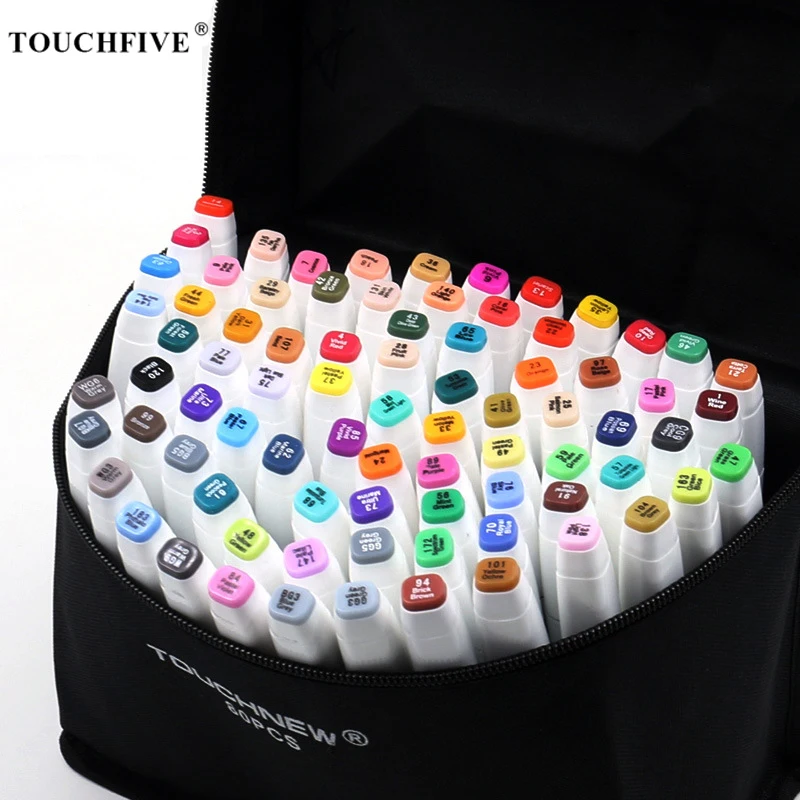 TouchFIVE Markers Art Alcohol Ink 168 Color Anime Student Design Sketch Manga Marker Pen for Drawing | Канцтовары для офиса и