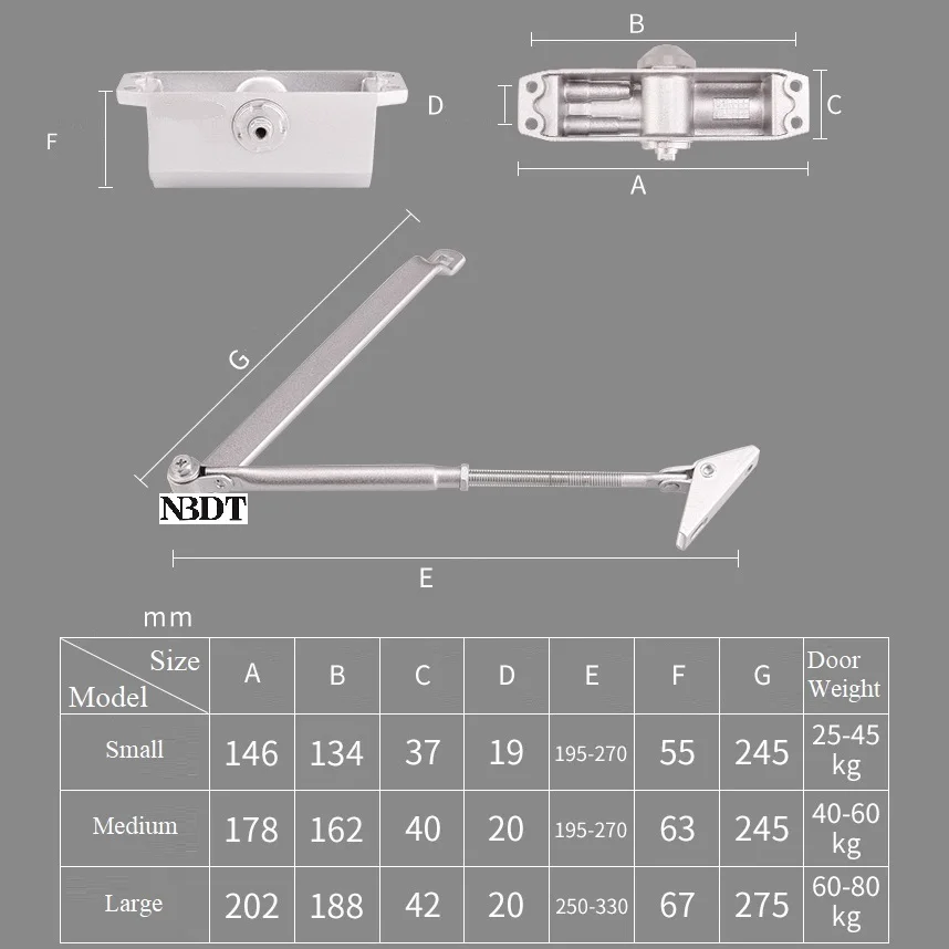 Коммерческий Дверной доводчик регулируемый пружинный гидравлический
