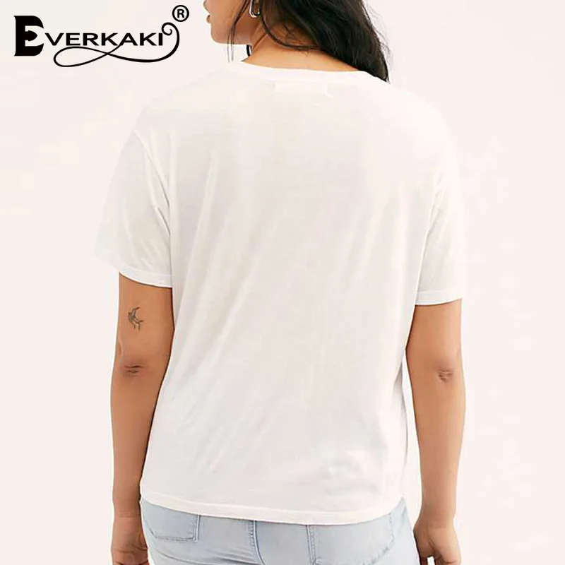 Everkaki Boho Top T-shirts Women Fashion Pattern Retro Print Vintage Summer Tees Ladies Gypsy T-shirt Tops Female 2020 New | Женская