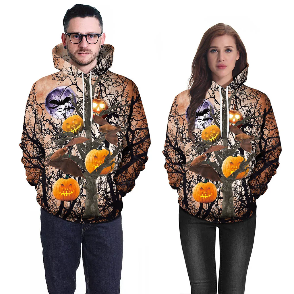 Толстовка для Хеллоуина женщин и мужчин свитшоты с принтом тыквы пуловеры