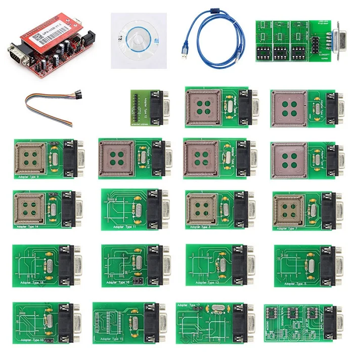 full set Неохлаждаемый параметрический усилитель с USB V1.3 программатор с полным адаптером ecu Программатор программирующий Неохлаждаемый параметрический усилитель с USB 1,3 с полным адаптером upa 1,3 диагностический инструмент - Color: full set
