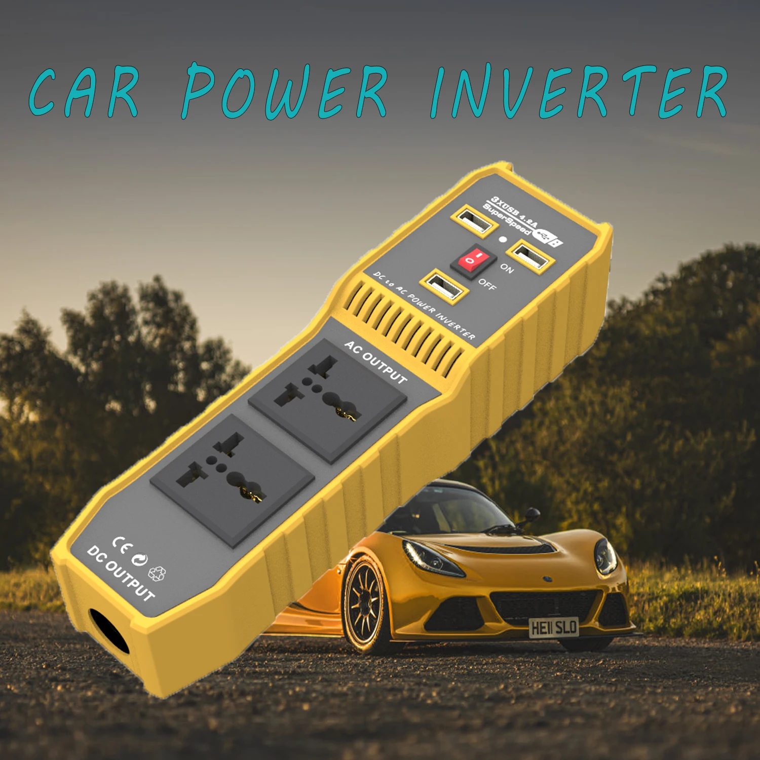 

200W Car Power Inverter DC 12V to AC110V Modified Sine Wave Converter with 2 AC Sockets & One Cigar Lighter Port & 3 USB Ports