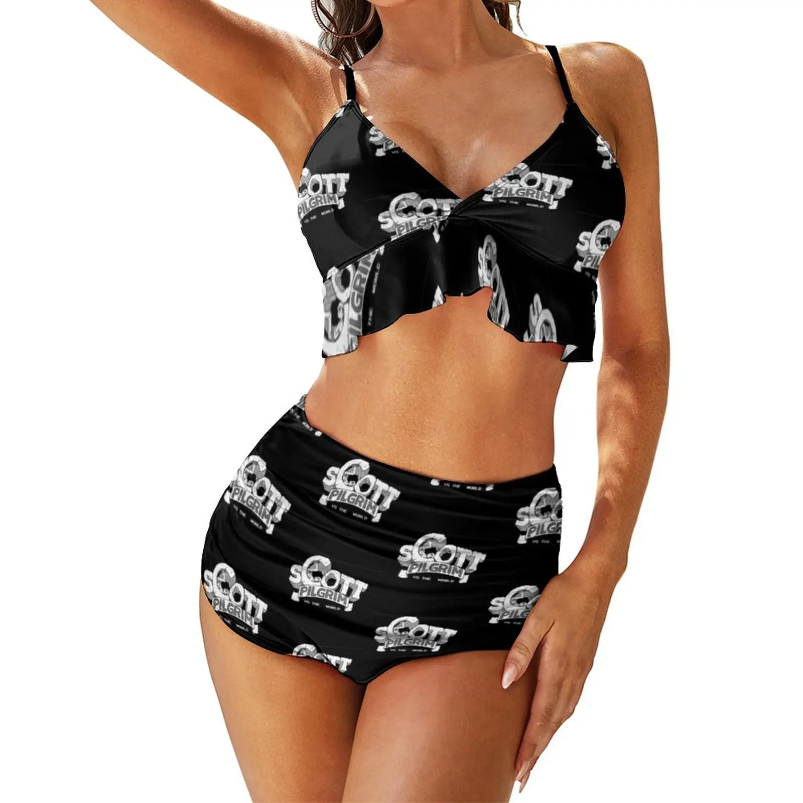 

Scott Pilgrim Bikini Swimsuit Sleeveless Bulk 2 Piece Swimwear Female Trendy Swim Bathing Suit