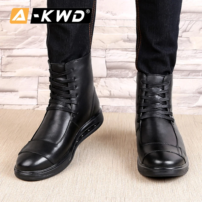 Мужские защитные ботинки из натуральной кожи рабочая обувь высокие берцы лифты