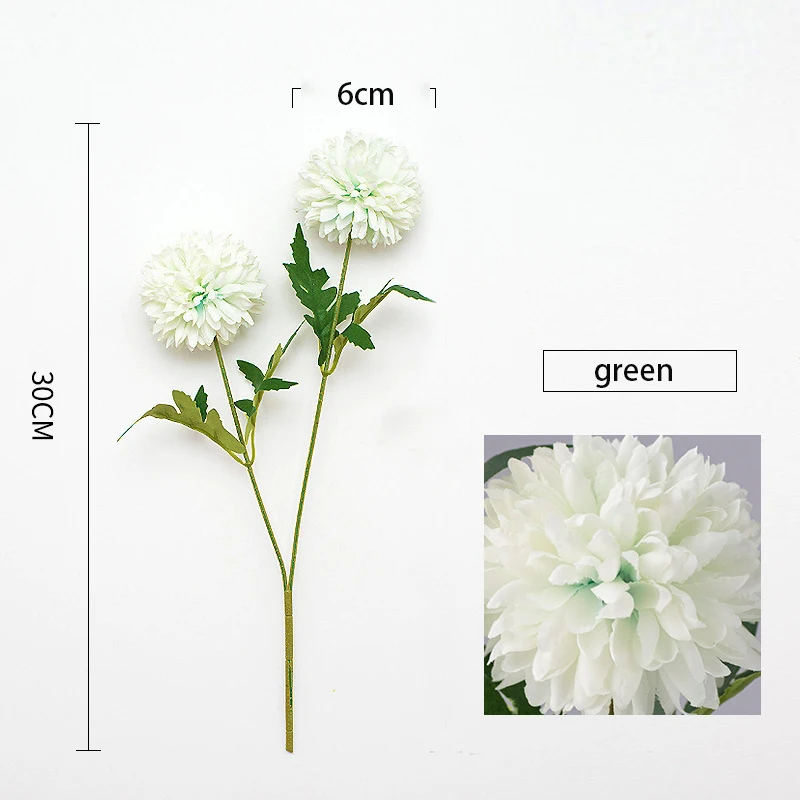 Искусственные цветы, 2 головки, 1 бутон, Шелковые Шарики, хризантемы, домашнее свадебное украшение «сделай сам», рождественский подарок, искусственные растения для гостиной