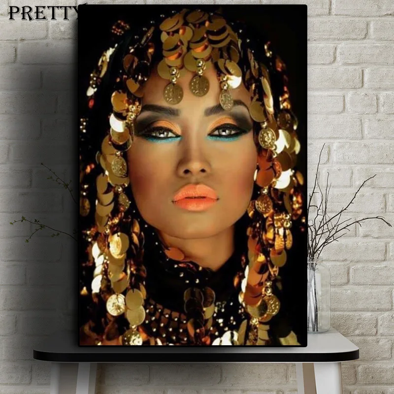 

Black Gold Bling Makeup Woman Canvas Paintings Living Room Beauty Posters and Prints Modern Nordic WALL HOME DECOR Pictures