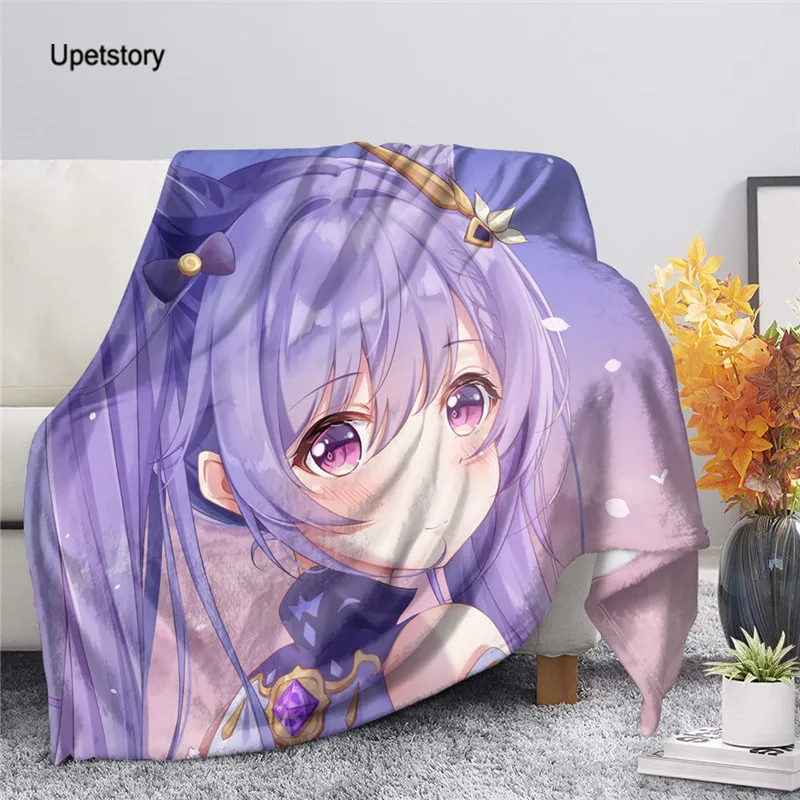 

Популярное одеяло Upetstory с героями аниме, постельное белье Genshin Impact, шерпа, флисовое покрывало для кровати, дивана, покрывало для детей и взрос...