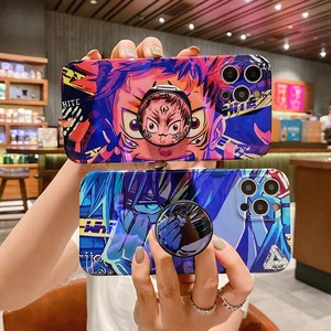 cartoon cool anime jujutsu kaisen bracket phone case for iphone 13 12 11 pro xs max 6 7 8 plus x xr blu ray soft sillicon cover free global shipping