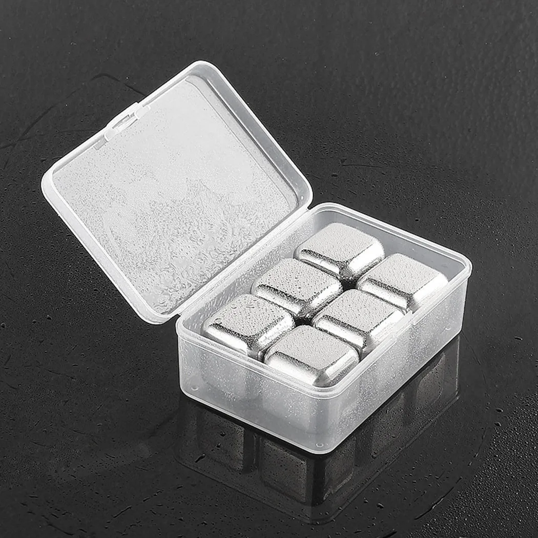 

4 Or 6 Pcs Stainless Ice Stones Stainless Steel Whiskey Ice Cube Wine Beer Cooling Stones Physical Cooling Tool High Quality