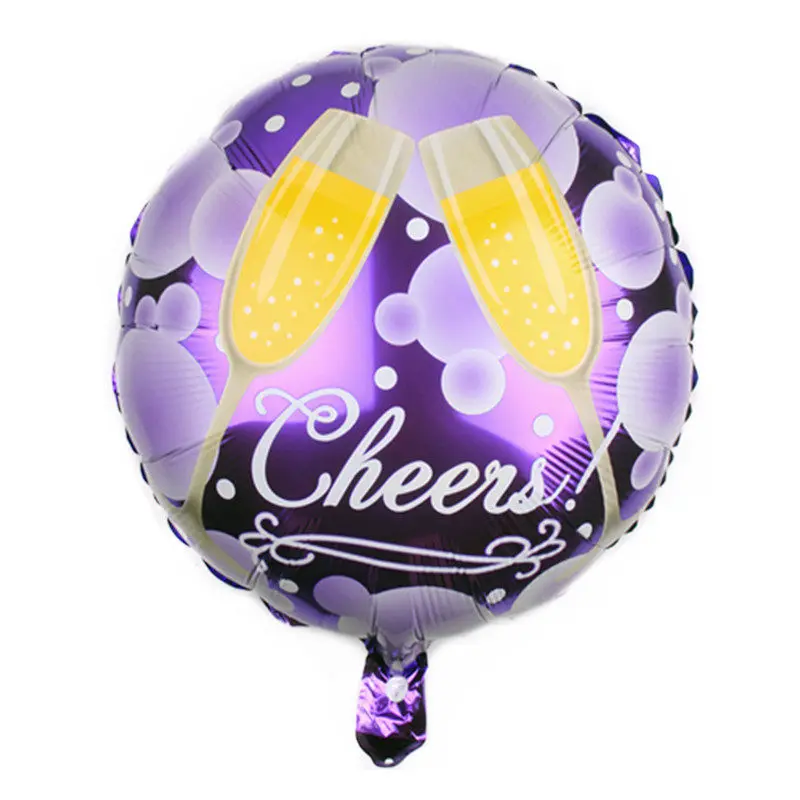 

5 pcs 18 Inch Cartoon Aluminum Foil Round Purple Wine Glass Balloon Wedding Birthday Party Decoration Balloon