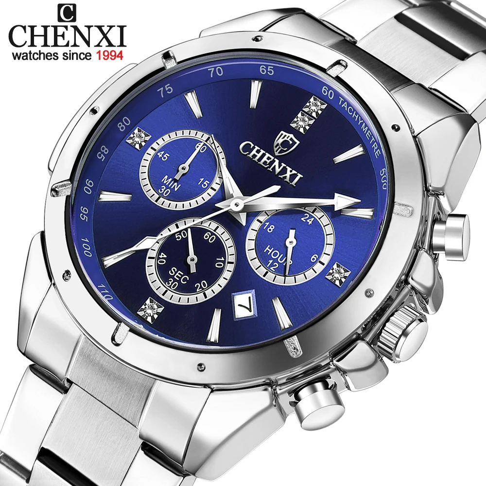 

CHENXI Top Brand Men's Luxury Quartz Wristwatch Stainless Steel Watch for Men Waterproof Luminous Chronograph Relogio Masculino