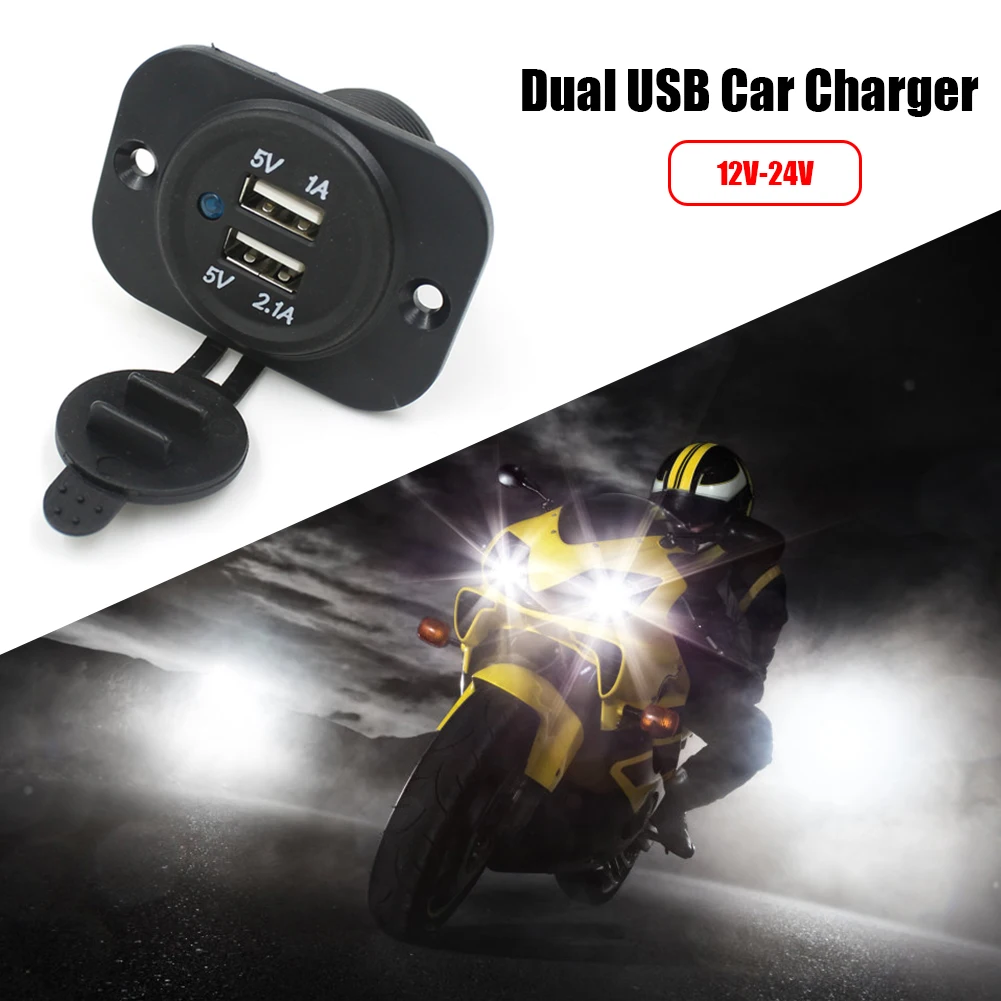 

Dual USB Car Charger Voltmeter Panel DC 5V Car Chargers Waterproof Dual USB Auto Motorcycles Chargers Socket Adapter