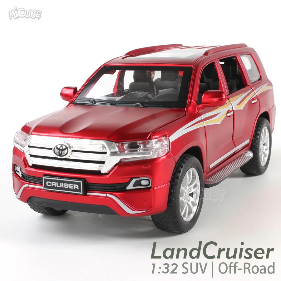 

1:32 Toyota Land Cruiser Car Diecast Alloy Car Model Off-Road Vehicle Pull Back Sound Light Toy Cars Boys Toys For Children