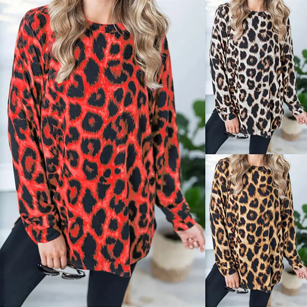 Новинка весны 2020 леопардовые топы женская одежда зимняя толстовка с круглым