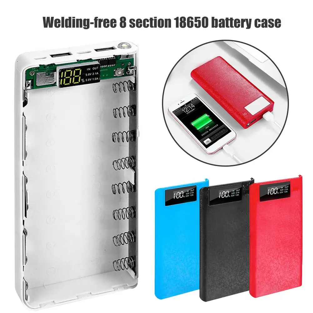 Портативное 18650 Внешнее зарядное устройство USB Type C LCD DIY для мобильных батарей
