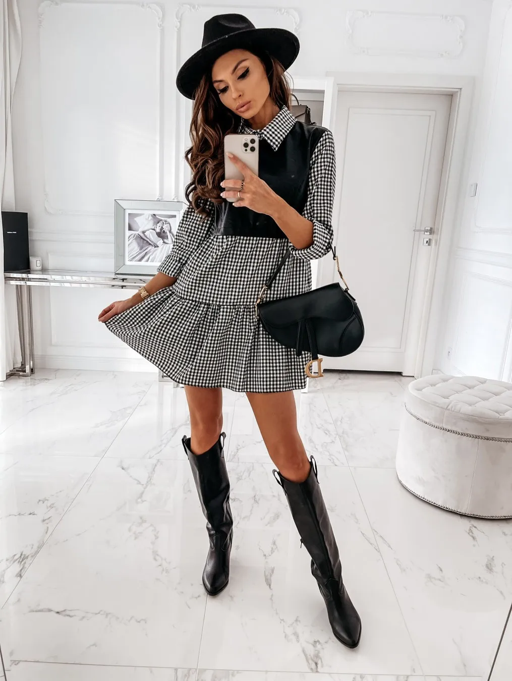 

Mesh Dress Lapel Long Sleeve Stitching Pure Color A Line Skirt Mini Skirt Length Casual Slim Loose Business Formal Dating