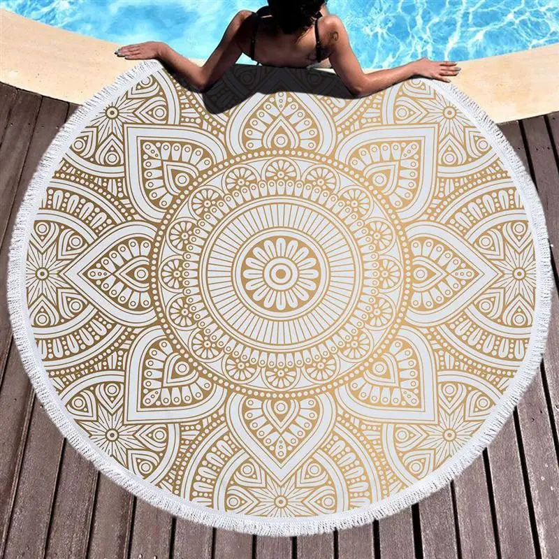 Round Beach Blanket Mandala Tapestry Indian Picnic Table Cover Beach Towel Tassel Beach Cloths Beach Towels For Photo Background